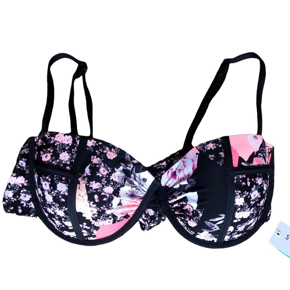 Seafolly Ocean Rose Bustier Top Size US 12 Bikini Swim Lined Padded